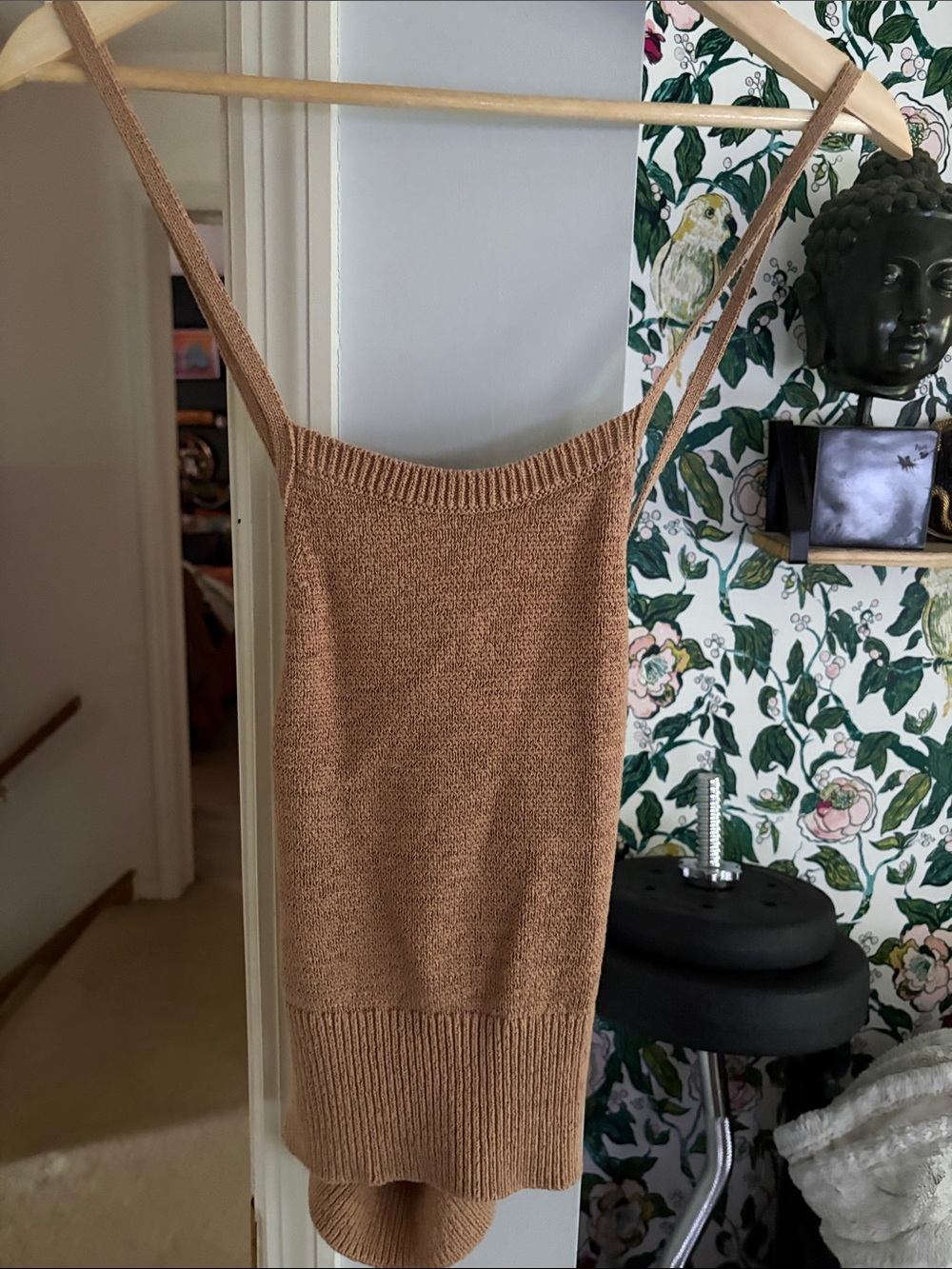 Express Knit Tan Ribbed Halter Top